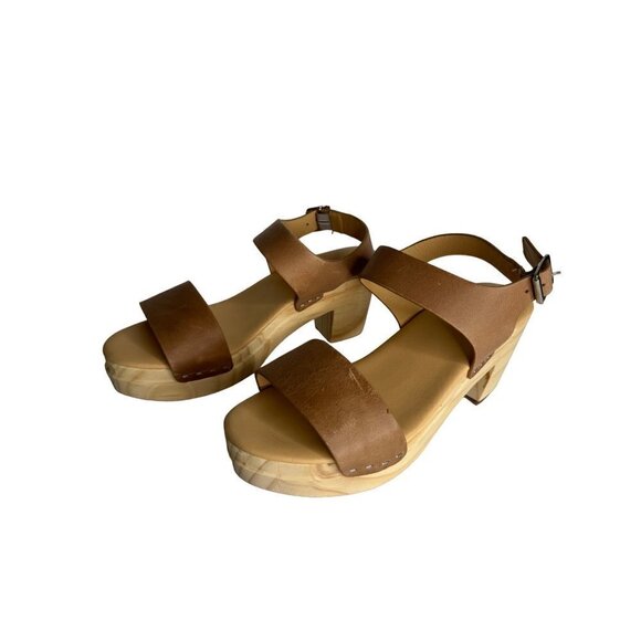 Anthropologie Nisolo All Day Open Toe Wooden Clog Heel Leather Size 7.5 NEW - Picture 3 of 7